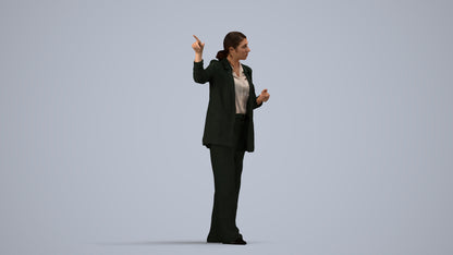 3D scanned woman business, photorealistic archviz people for Enscape and SketchUp, side view render