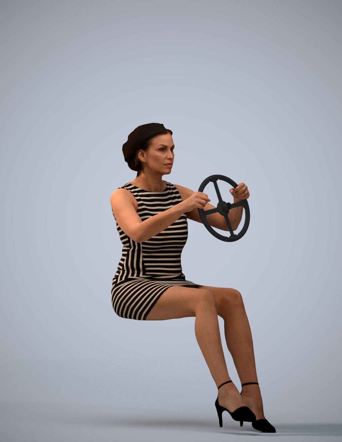 photogrammetry 3D woman casual driving, realistic human model archviz FBX