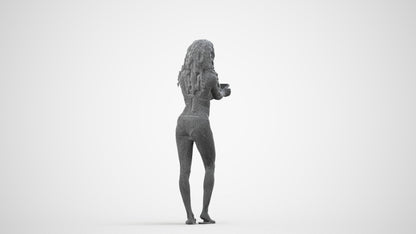 realistic 3D people woman pool, render-ready for V-Ray and Corona, FBX OBJ, wireframe side view