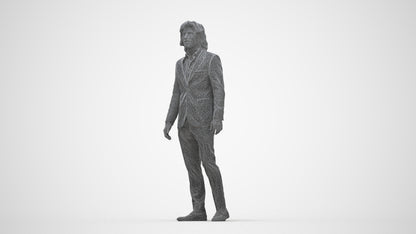 scanned 3D man business, photogrammetry people for Enscape and V-Ray, wireframe back view
