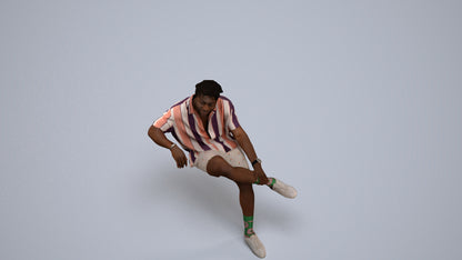realistic 3D human man casual sitting, archviz people FBX OBJ for Blender, back view render