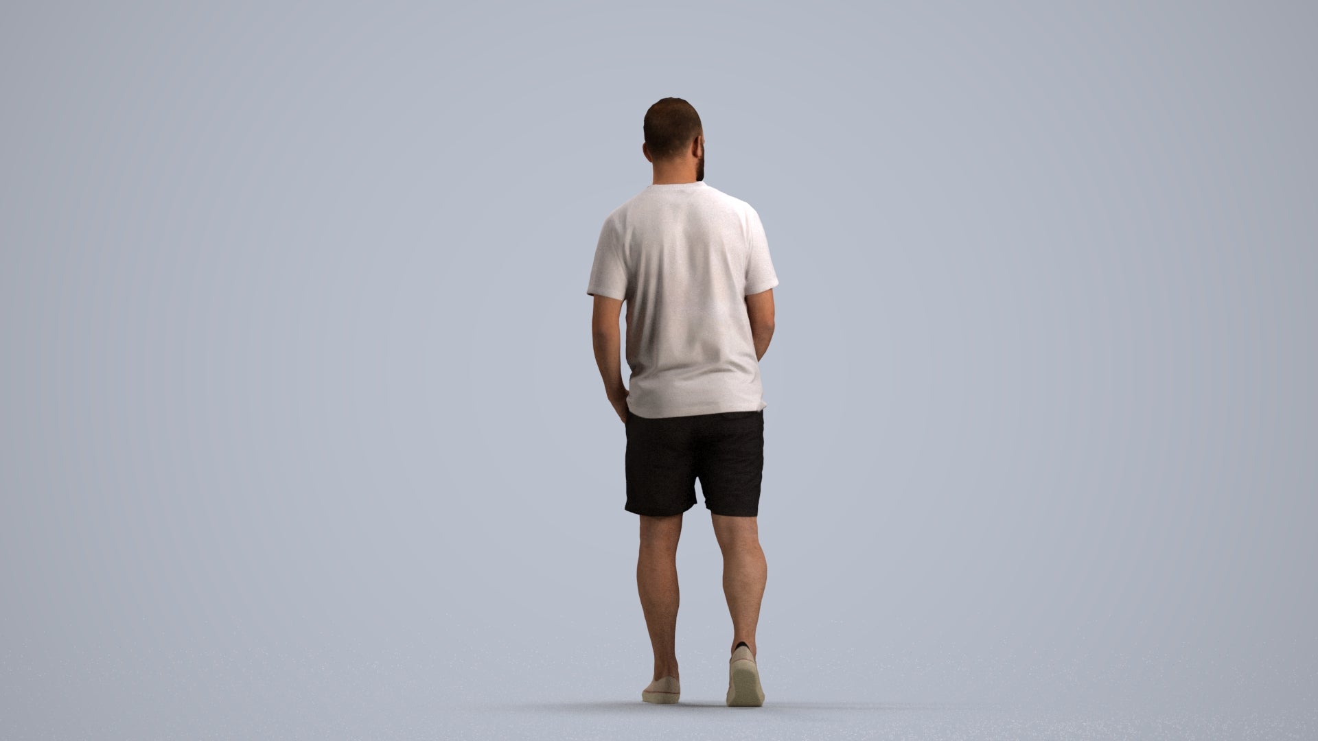 3D scanned man walking casual, photorealistic archviz people for Enscape and SketchUp, front view render