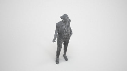 realistic 3D people woman business standing, render-ready for V-Ray and Corona, FBX OBJ, wireframe three-quarter view
