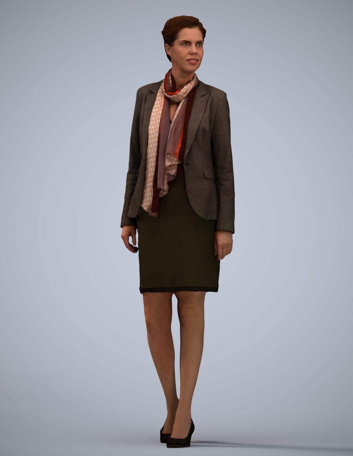 realistic 3D human woman business walking, archviz people FBX OBJ for Blender