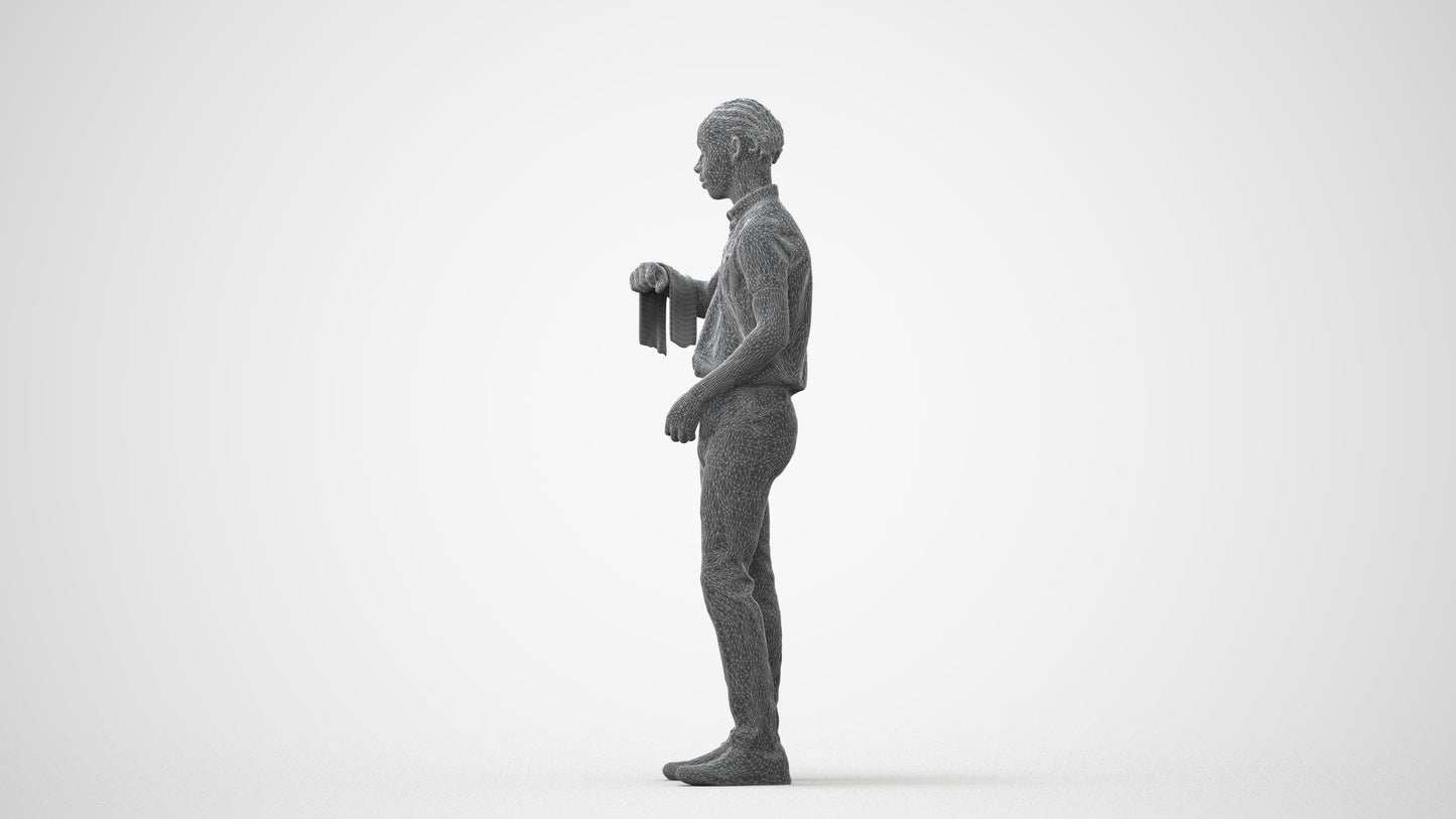 realistic 3D human boy hospitality, archviz people FBX OBJ for Blender, square thumbnail