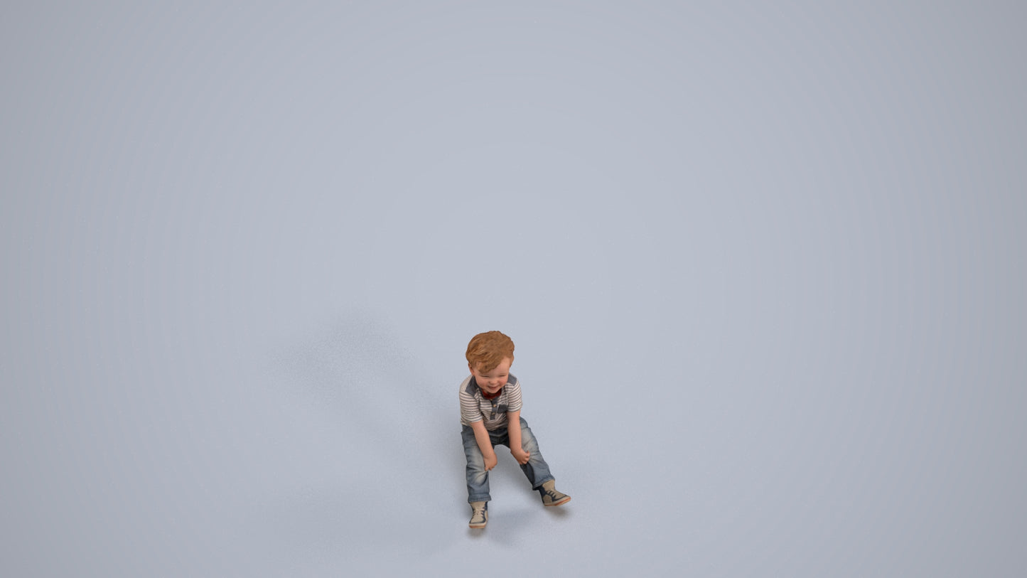 photogrammetry 3D boy casual kids, realistic human model archviz FBX, back view render