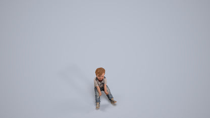 photogrammetry 3D boy casual kids, realistic human model archviz FBX, back view render