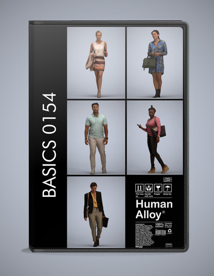 realistic 3D people walking set, 5 render-ready models for V-Ray and Corona