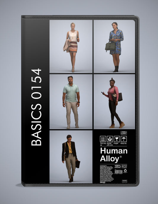realistic 3D people walking set, 5 render-ready models for V-Ray and Corona