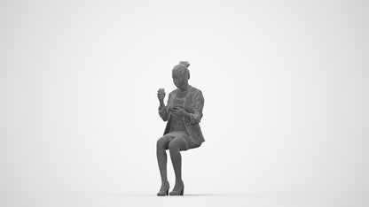 3D human model woman business, photogrammetry scanned person for archviz, wireframe back view