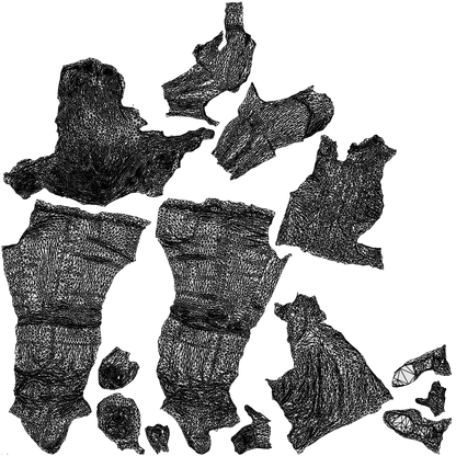 3D people model woman casual standing, scanned human for 3ds Max rendering, wireframe top-down view