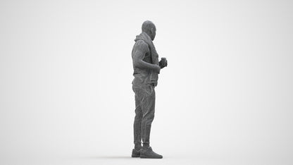 realistic 3D people man casual sport, render-ready for V-Ray and Corona, FBX OBJ, wireframe side view
