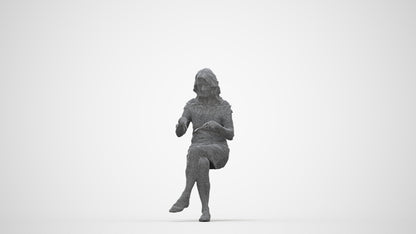 realistic 3D senior woman casual business, scanned archviz people for Blender and 3ds Max, wireframe back view