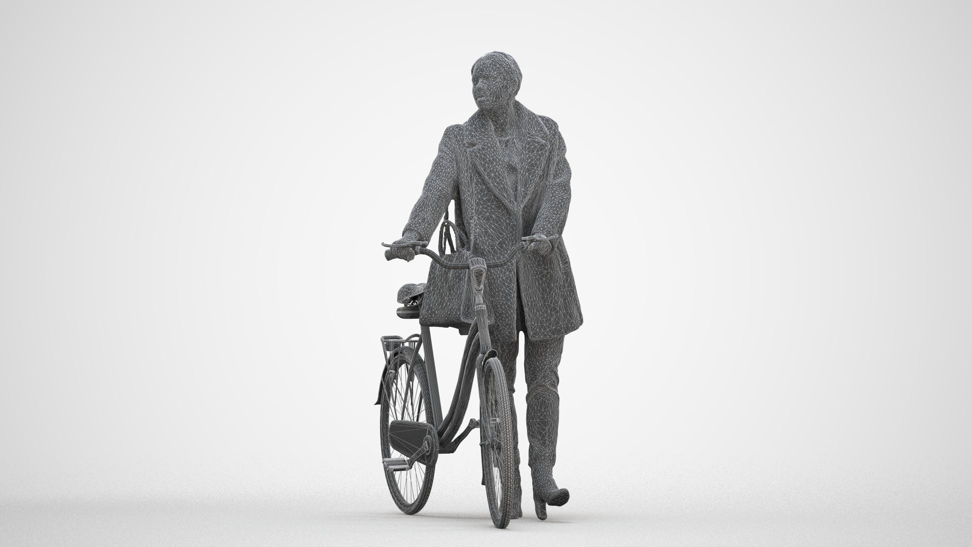 realistic 3D people woman business cycling, render-ready for V-Ray and Corona, FBX OBJ, three-quarter front view render