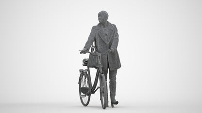 realistic 3D people woman business cycling, render-ready for V-Ray and Corona, FBX OBJ, three-quarter front view render
