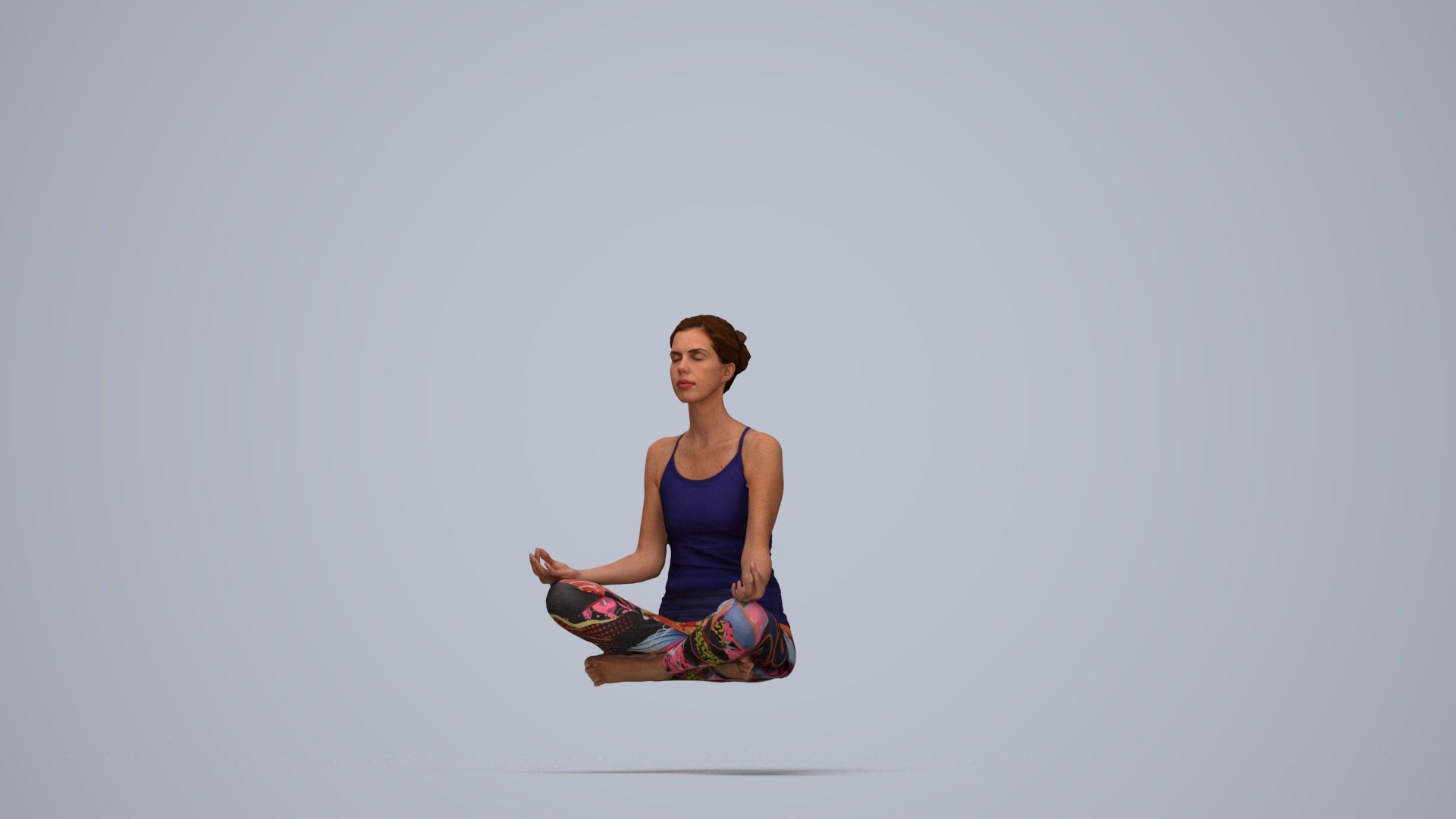 realistic 3D woman sport, scanned archviz people for Blender and 3ds Max, top-down view render