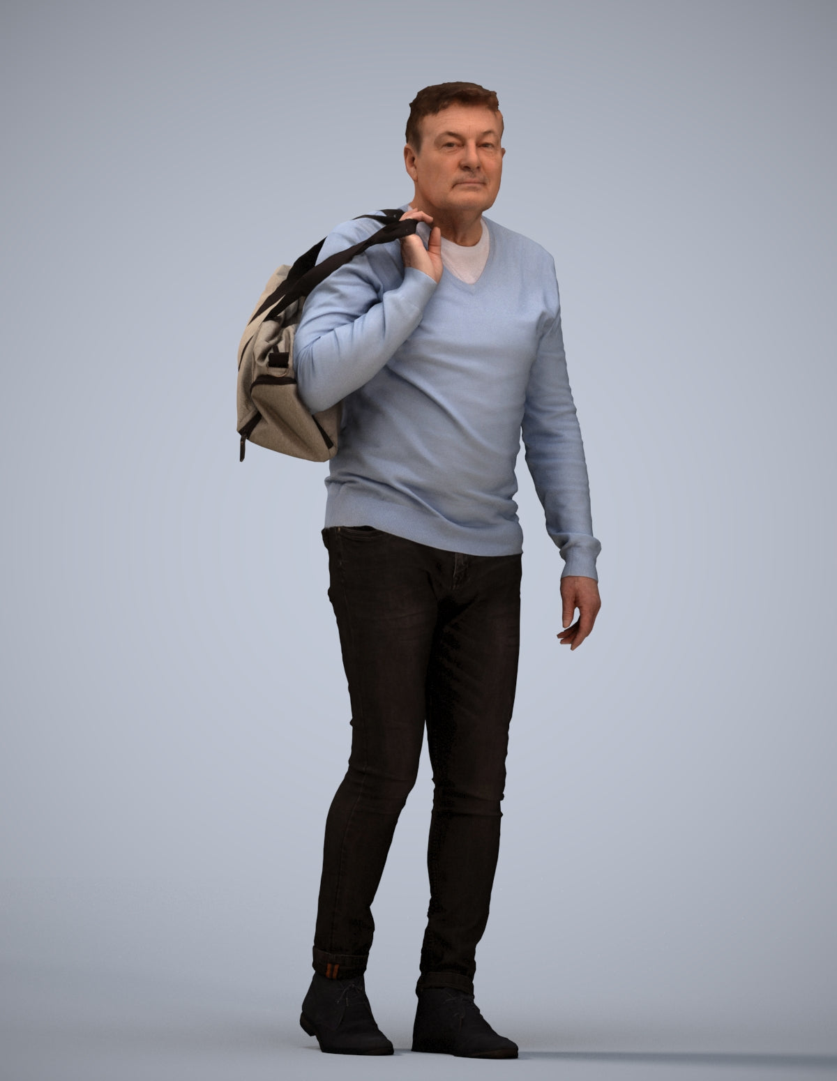 3D people model man casual walking, scanned human for 3ds Max rendering