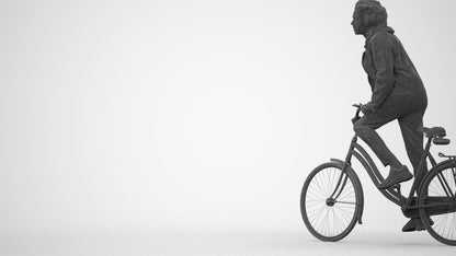 realistic 3D human man casual cycling, archviz people FBX OBJ for Blender, square thumbnail