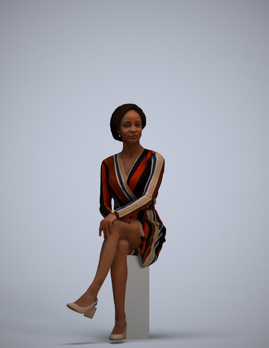 3D people model woman casual sitting, scanned human for 3ds Max rendering