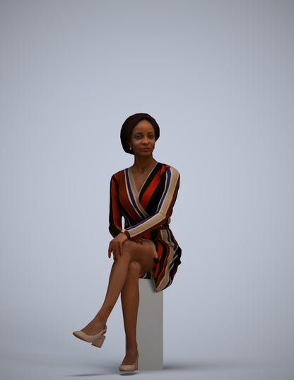3D people model woman casual sitting, scanned human for 3ds Max rendering