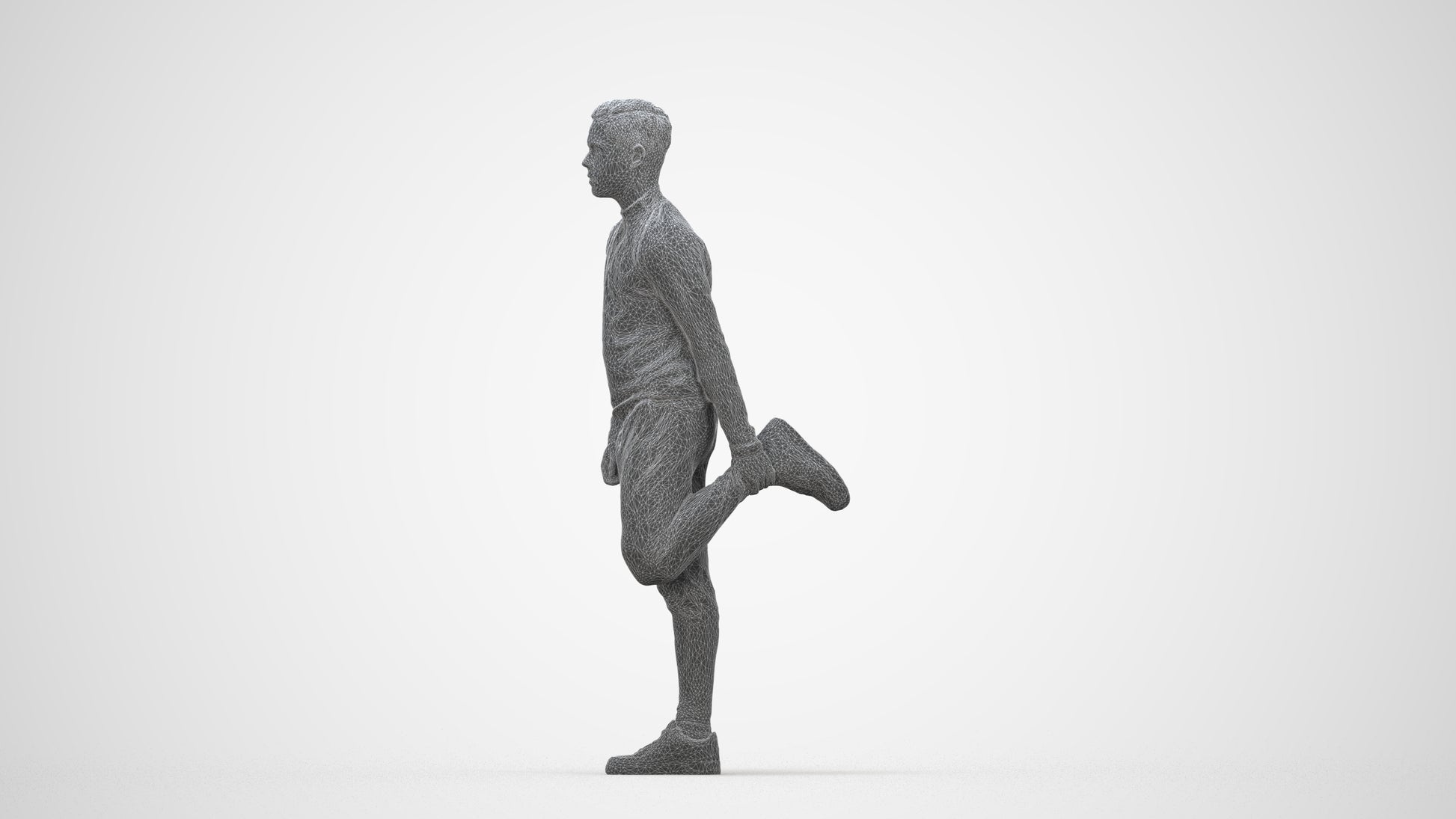 scanned 3D boy sport, photogrammetry people for Enscape and V-Ray, wireframe back view