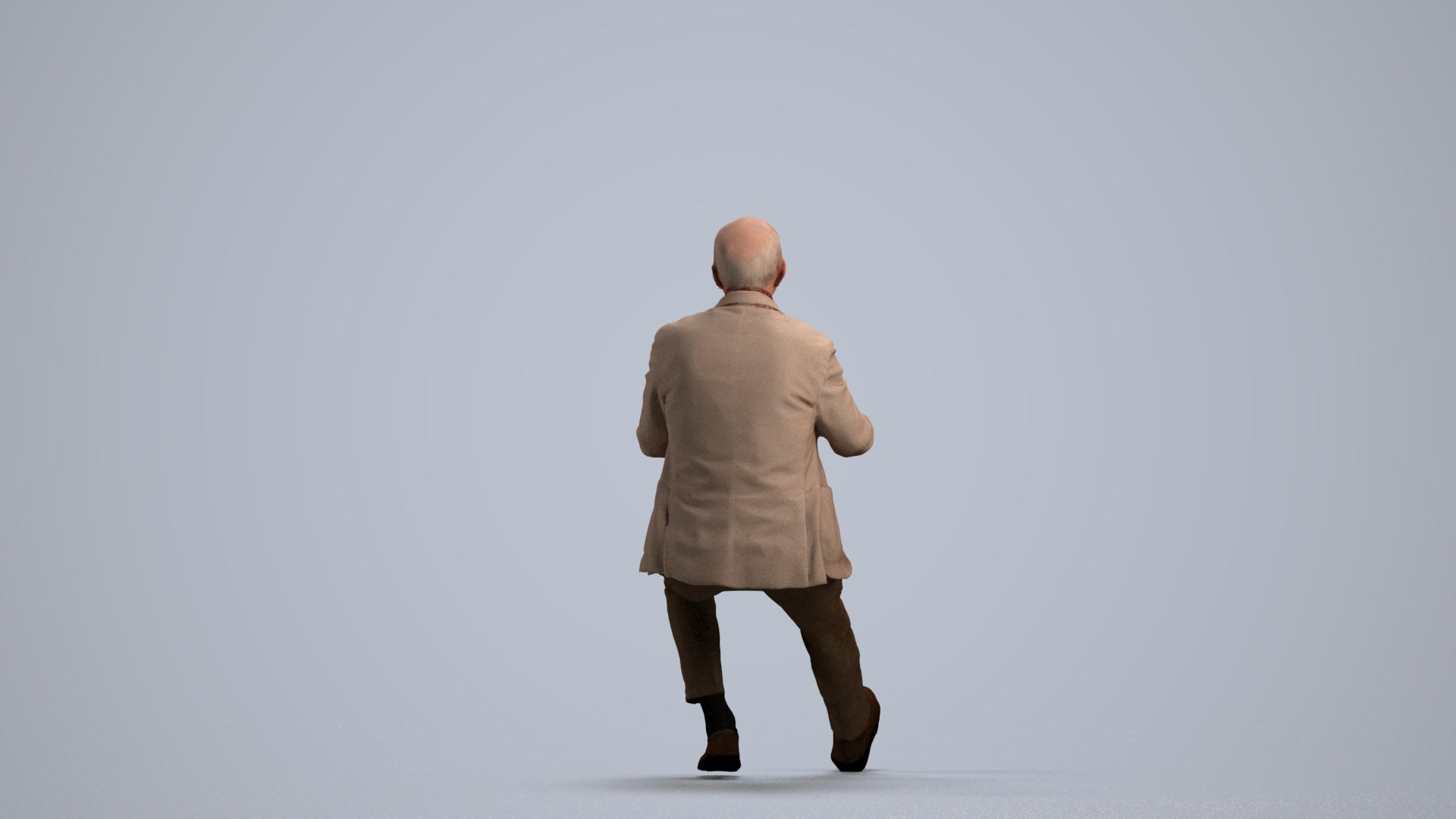 3D human model senior man business mix, photogrammetry scanned person for archviz, front view render