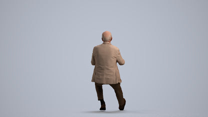 3D human model senior man business mix, photogrammetry scanned person for archviz, front view render
