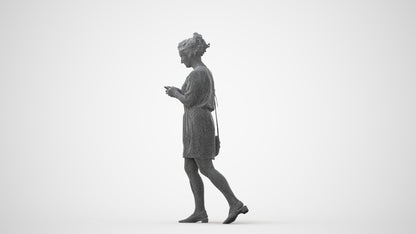 realistic 3D human woman casual walking, archviz people FBX OBJ for Blender, square thumbnail