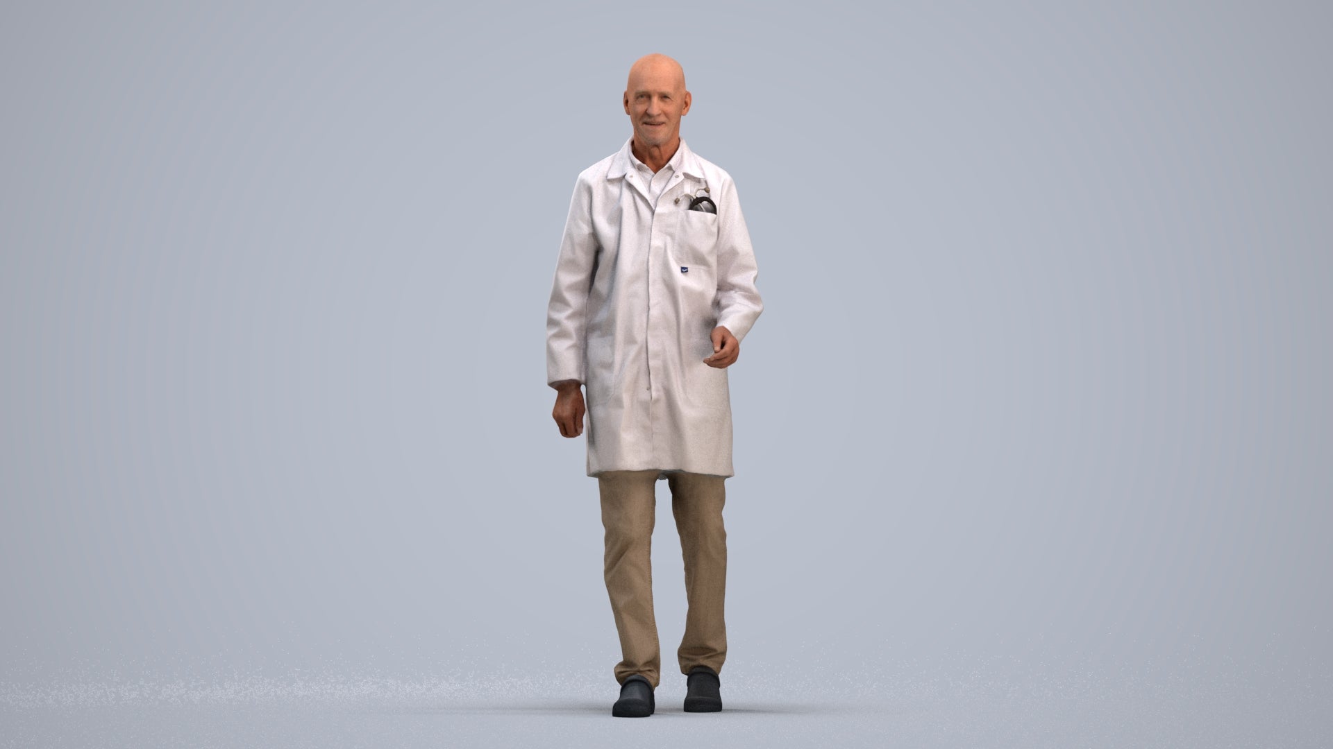 realistic 3D senior man medical, scanned archviz people for Blender and 3ds Max, standing pose render