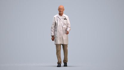 realistic 3D senior man medical, scanned archviz people for Blender and 3ds Max, standing pose render
