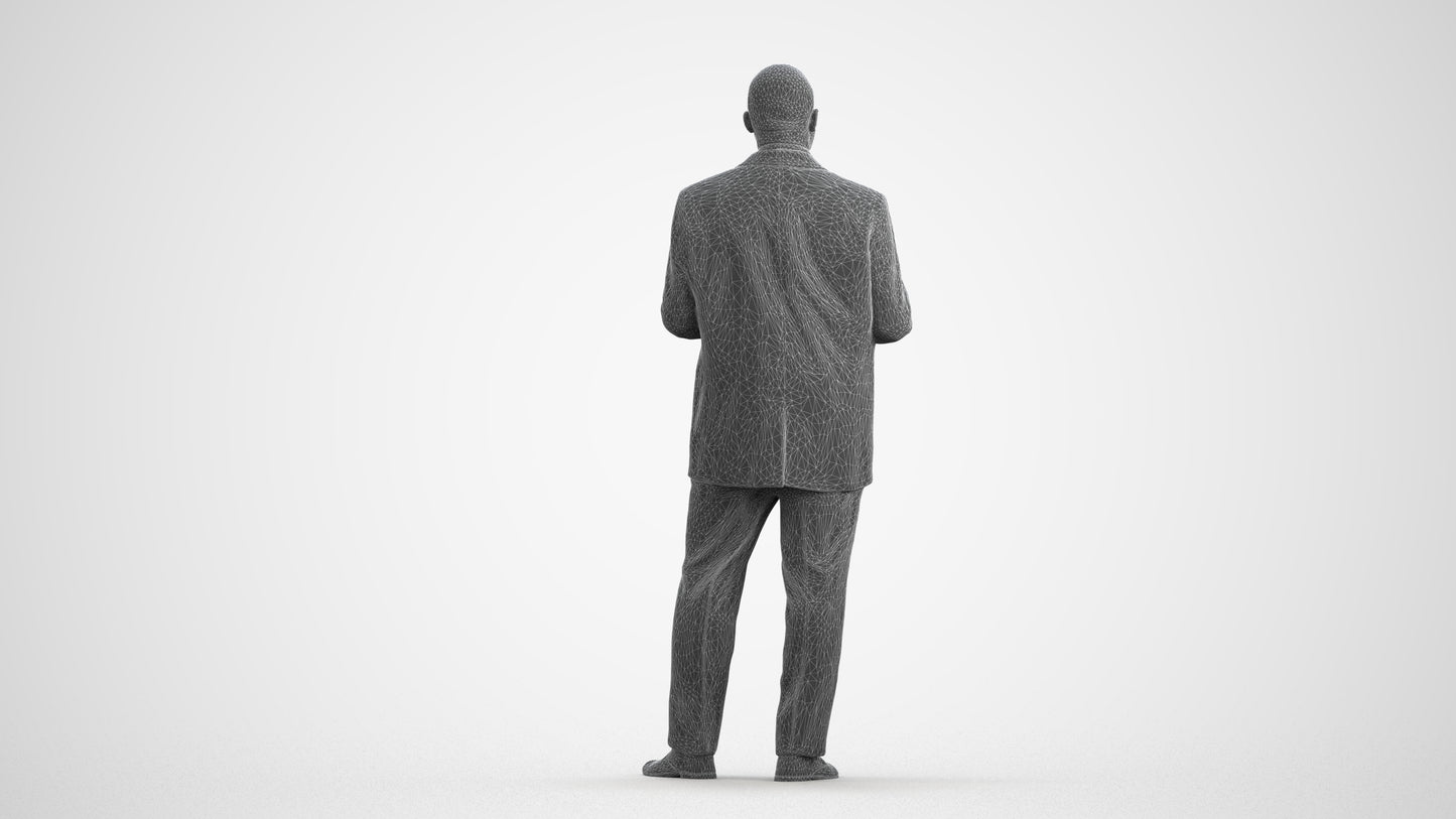 realistic 3D person business shopping, scanned archviz people for Blender and 3ds Max, wireframe front view