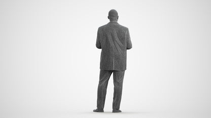realistic 3D person business shopping, scanned archviz people for Blender and 3ds Max, wireframe front view