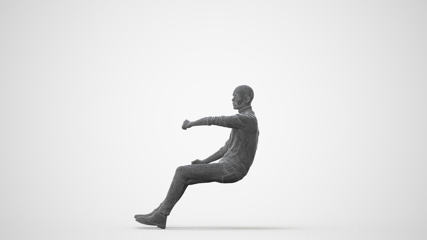 3D people model man casual driving, scanned human for 3ds Max rendering, square thumbnail