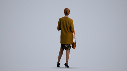 3D scanned woman standing casual, photorealistic archviz people for Enscape and SketchUp, front view render