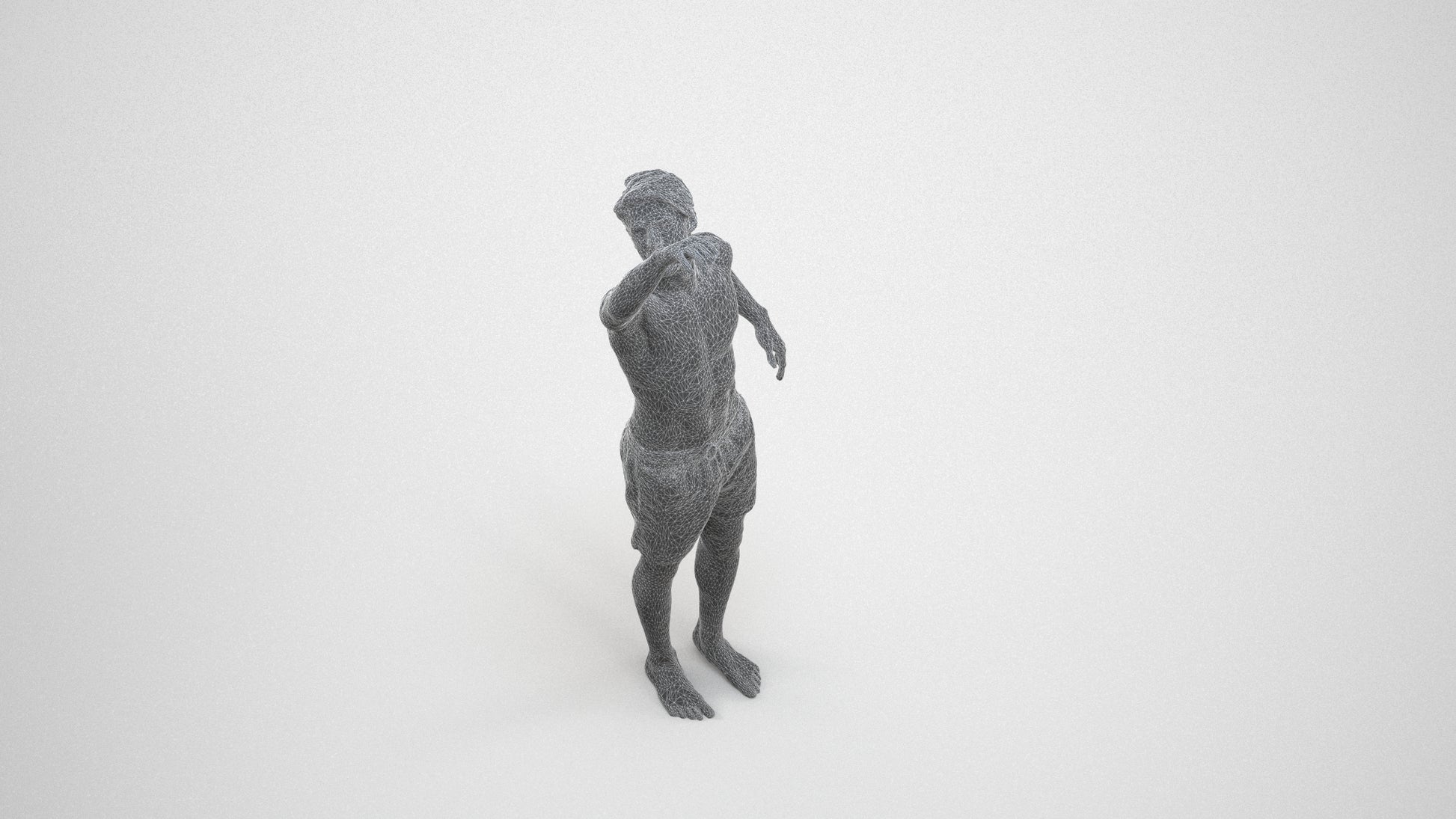 realistic 3D people man pool, render-ready for V-Ray and Corona, FBX OBJ, wireframe three-quarter view