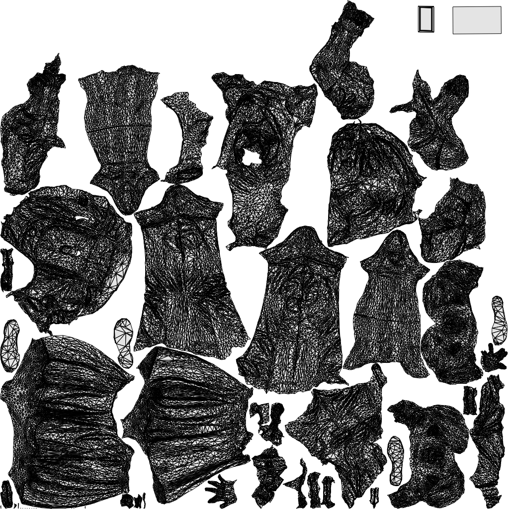 realistic 3D girl kids, scanned archviz people for Blender and 3ds Max, wireframe top-down view