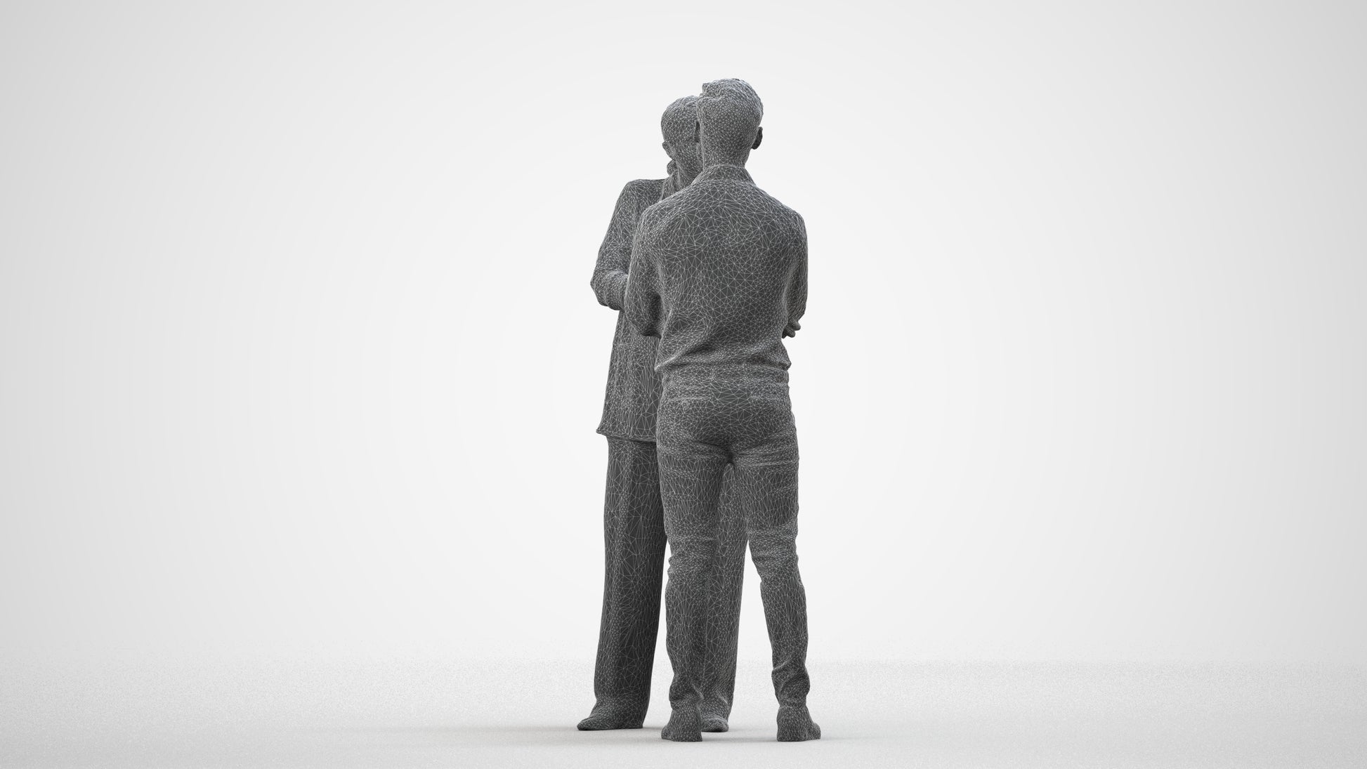 scanned 3D woman business, photogrammetry people for Enscape and V-Ray, wireframe side view