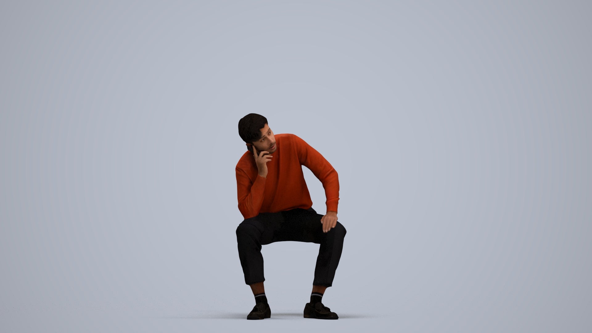 3D scanned man sitting casual, photorealistic archviz people for Enscape and SketchUp, standing pose render