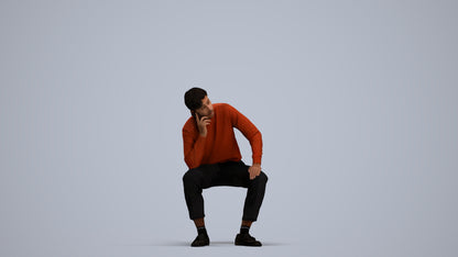 3D scanned man sitting casual, photorealistic archviz people for Enscape and SketchUp, standing pose render