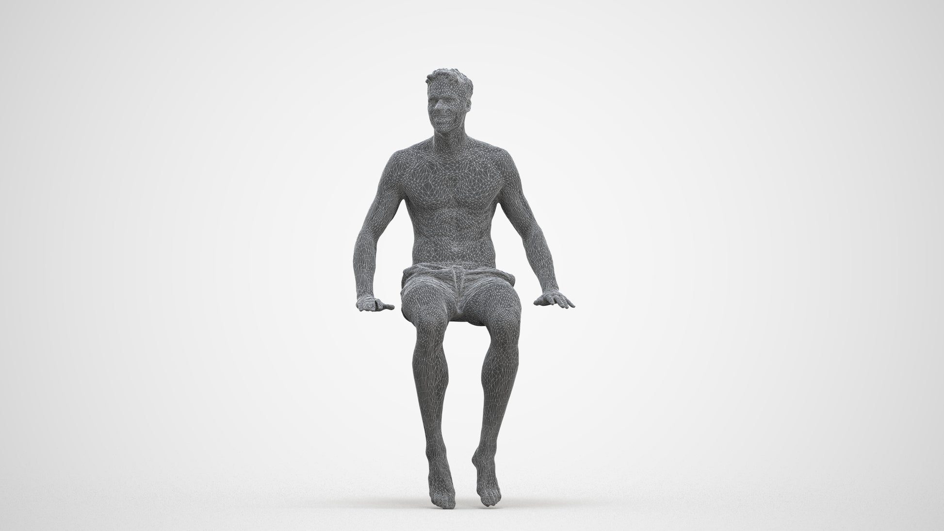 realistic 3D man pool, scanned archviz people for Blender and 3ds Max, three-quarter front view render