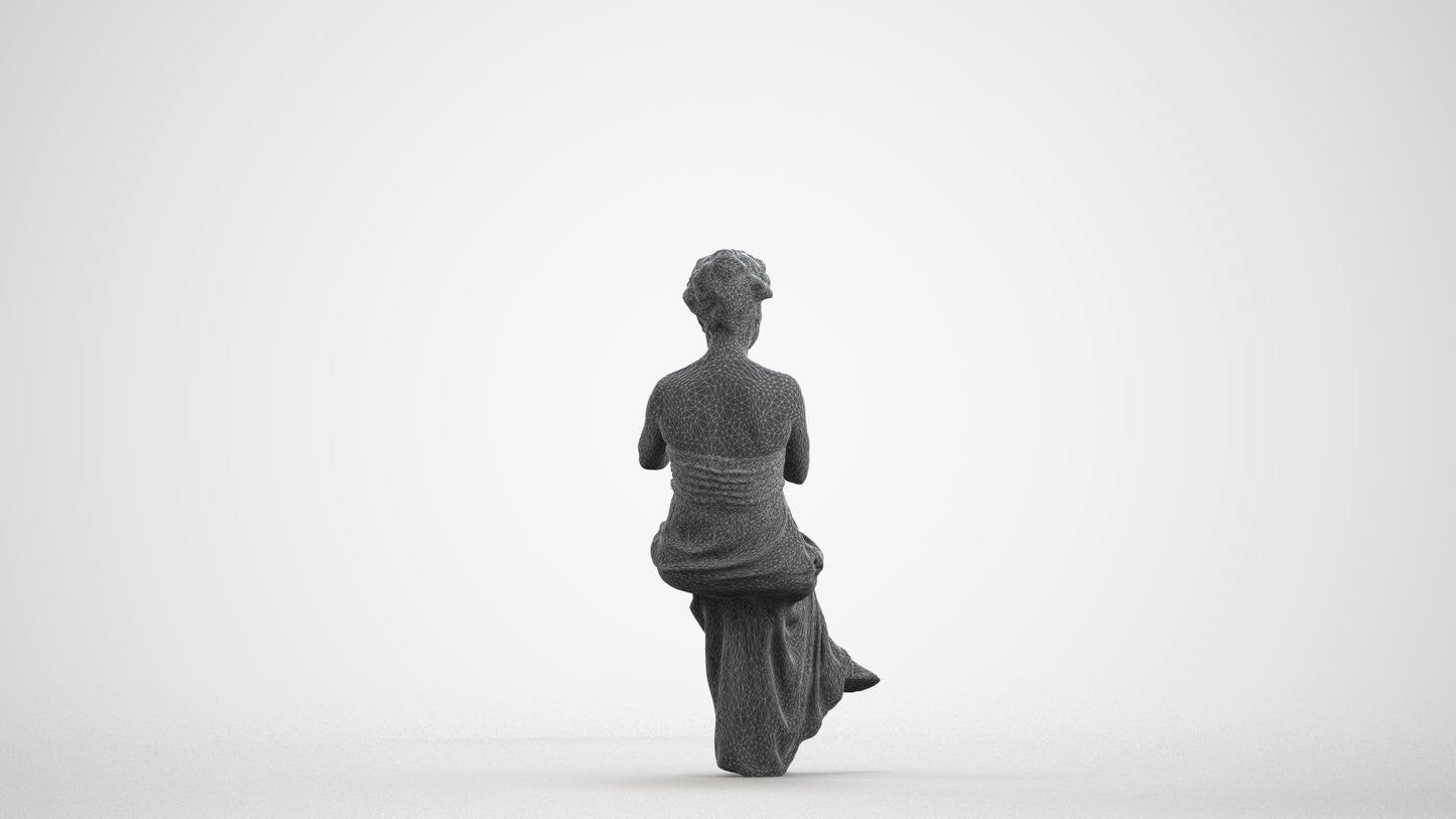 realistic 3D human woman casual sitting, archviz people FBX OBJ for Blender, wireframe front view