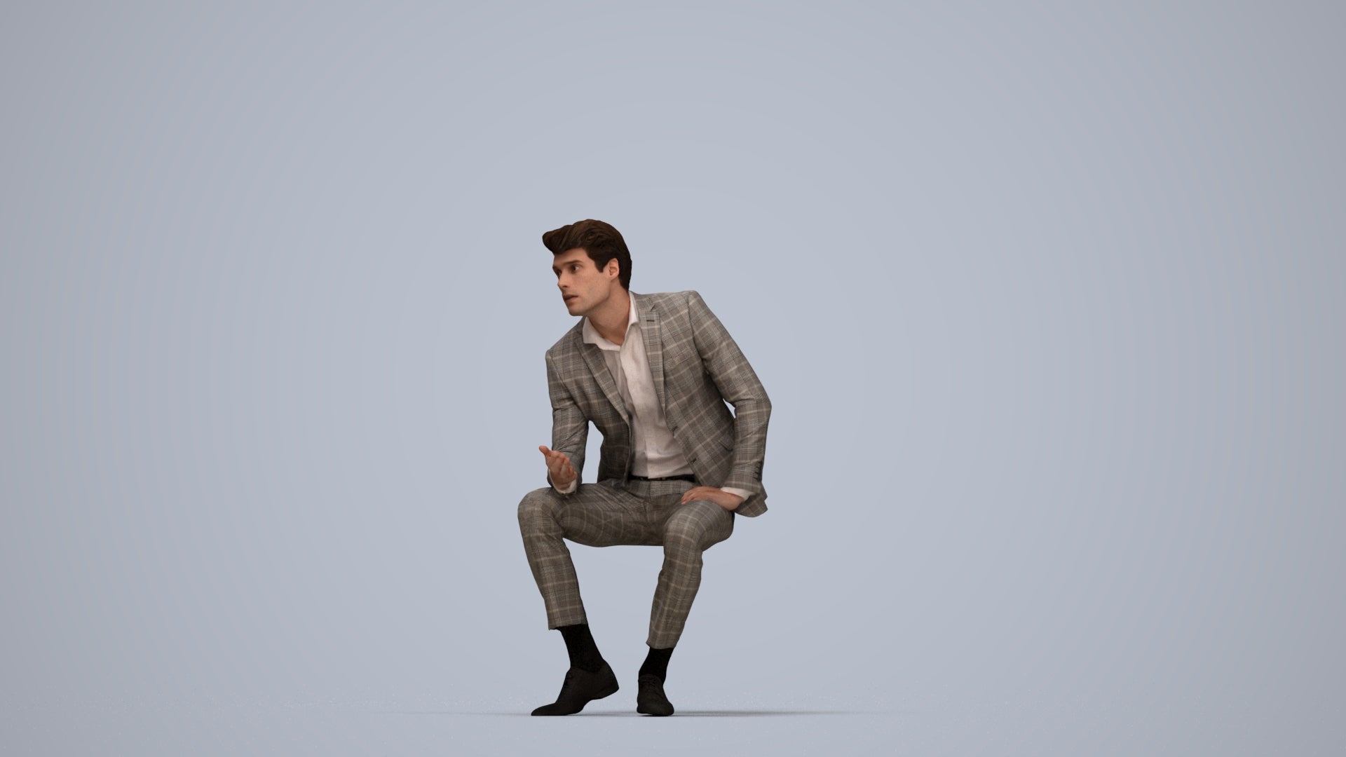 photogrammetry 3D man business, realistic human model archviz FBX, top-down view render