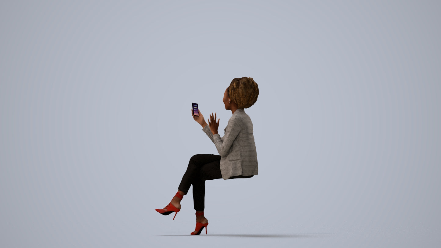 3D people model woman business, scanned human for 3ds Max rendering, three-quarter view render