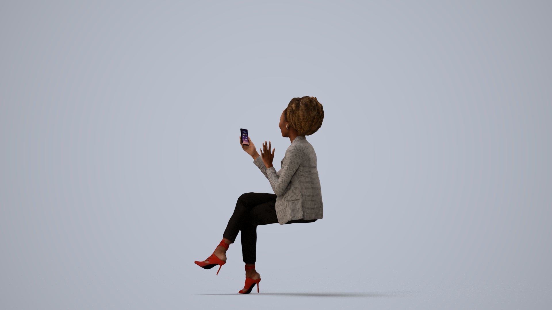 3D people model woman business, scanned human for 3ds Max rendering, three-quarter view render
