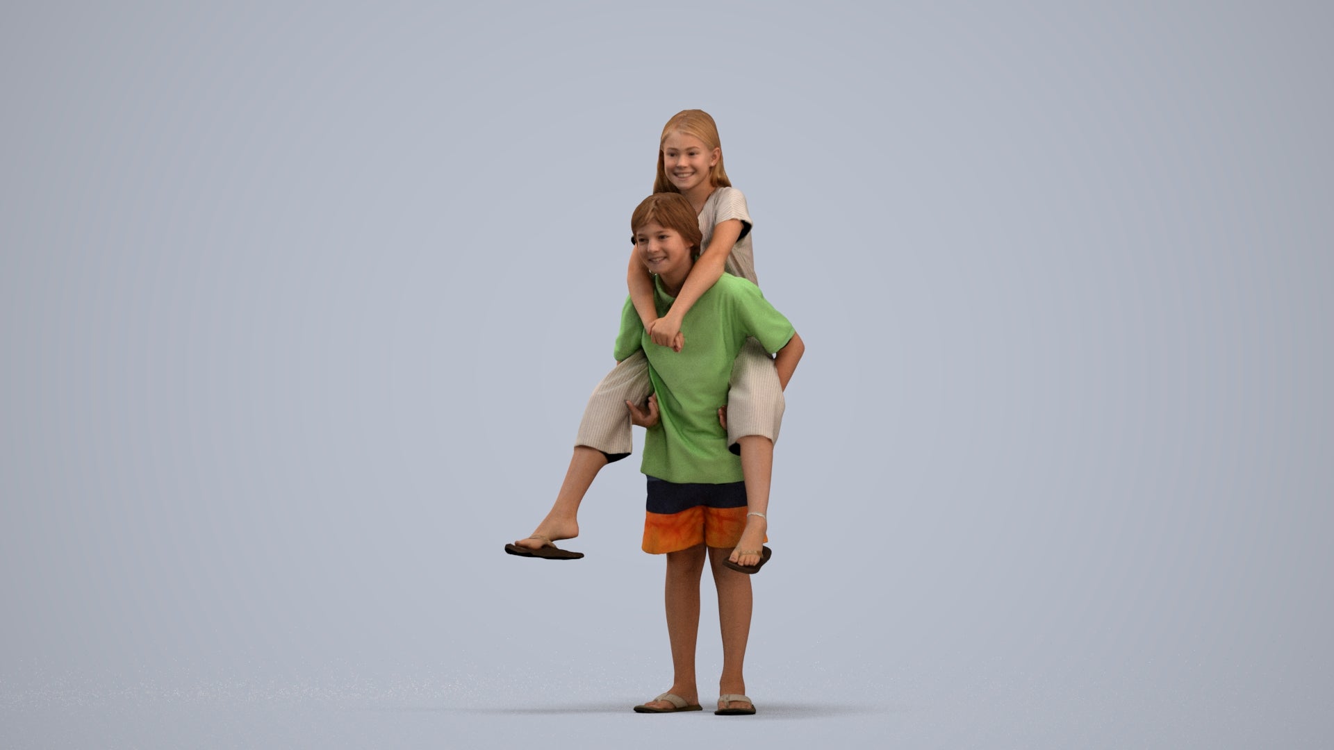 photogrammetry 3D girl kids, realistic human model archviz FBX, standing pose render