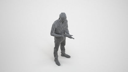 3D human model man hospitality, photogrammetry scanned person for archviz, wireframe three-quarter view