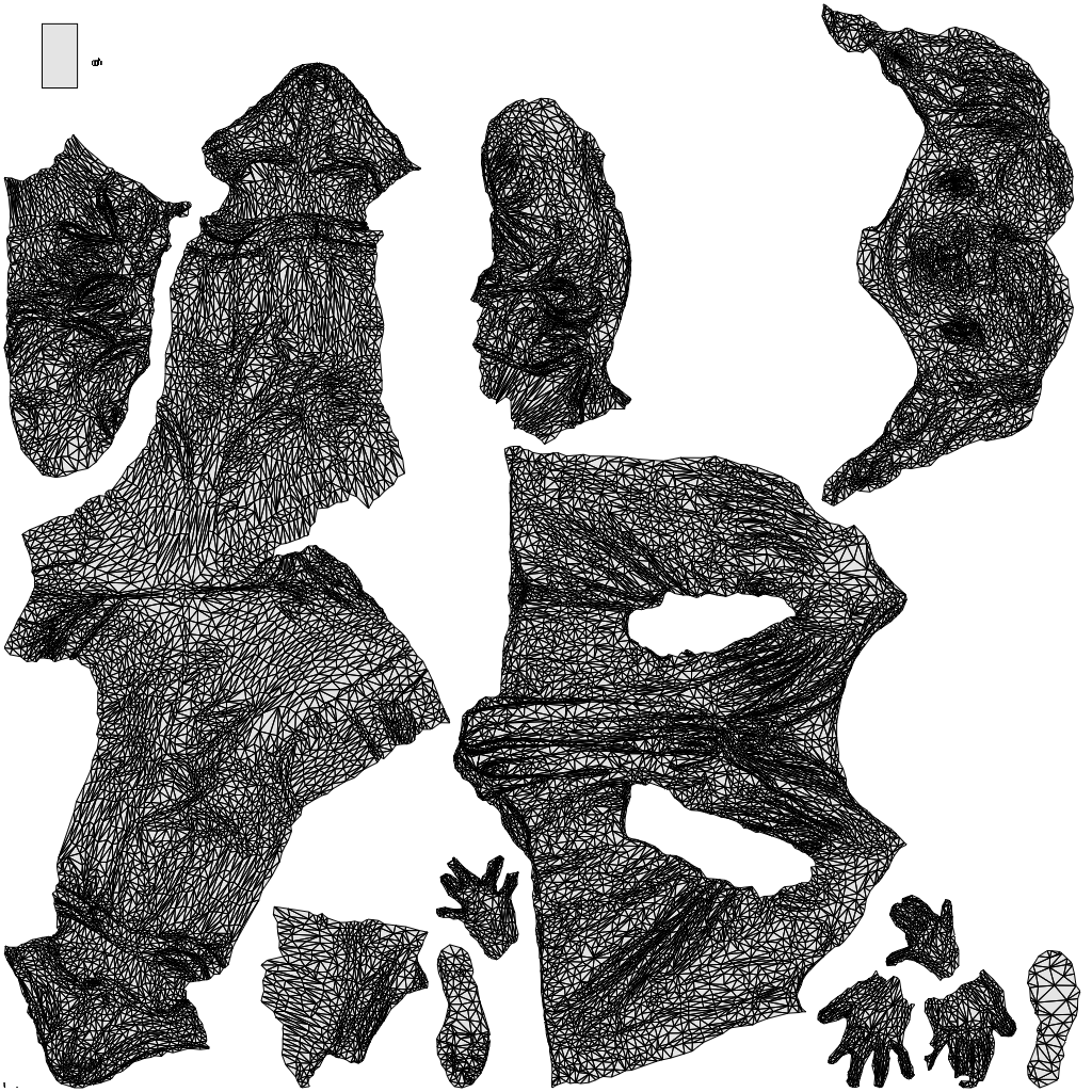 3D people model woman casual standing, scanned human for 3ds Max rendering, wireframe top-down view