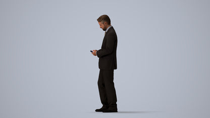 3D people model man business, scanned human for 3ds Max rendering, three-quarter view render