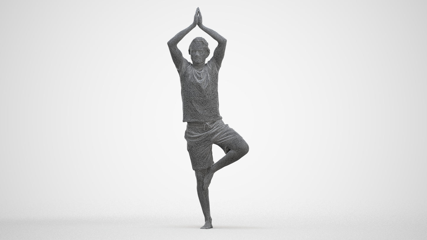 realistic 3D man casual sport, scanned archviz people for Blender and 3ds Max, three-quarter front view render