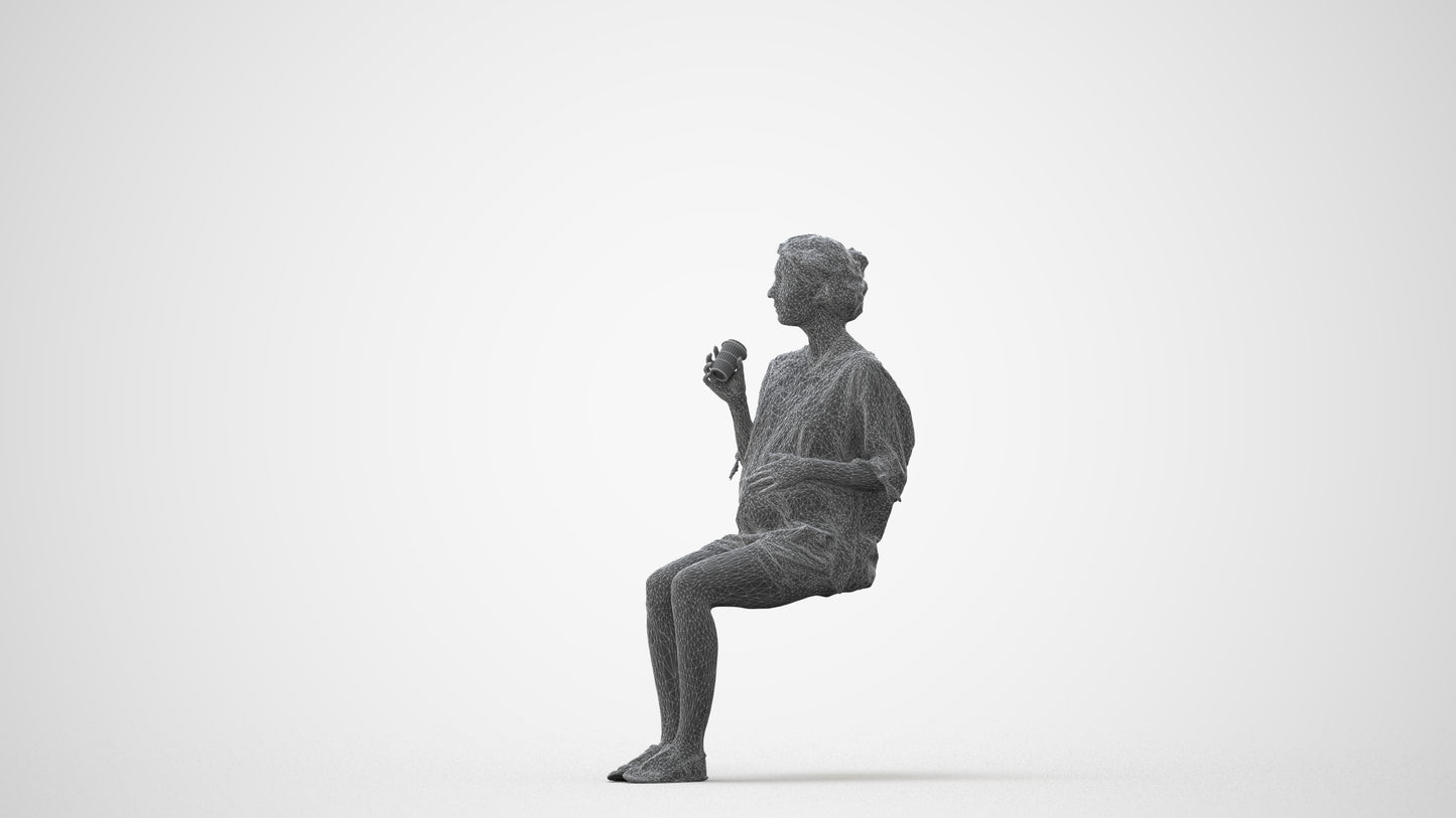 realistic 3D people woman casual sitting, render-ready for V-Ray and Corona, FBX OBJ, square thumbnail